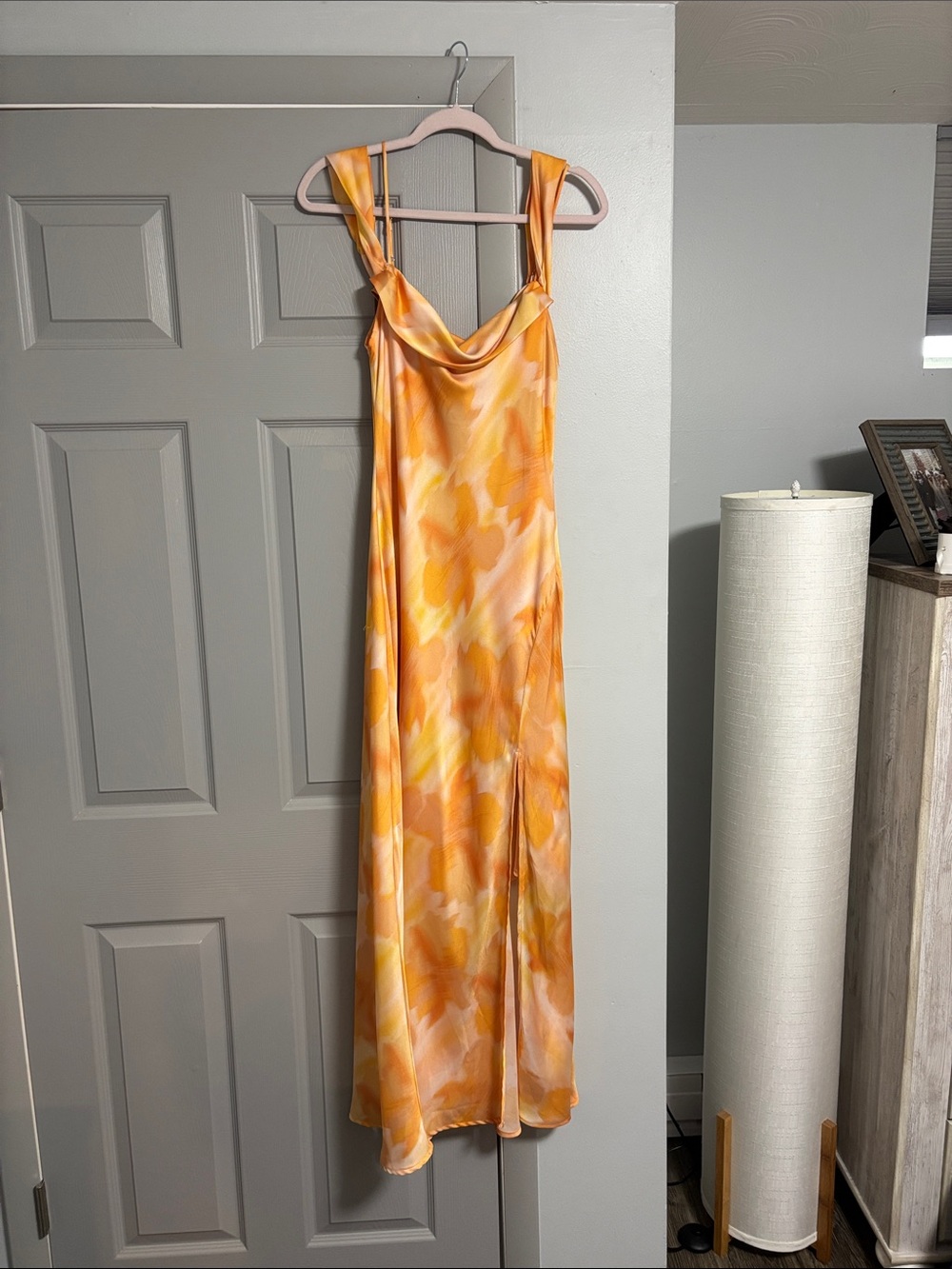 Astr Orange Yellow Watercolor Maxi Dress